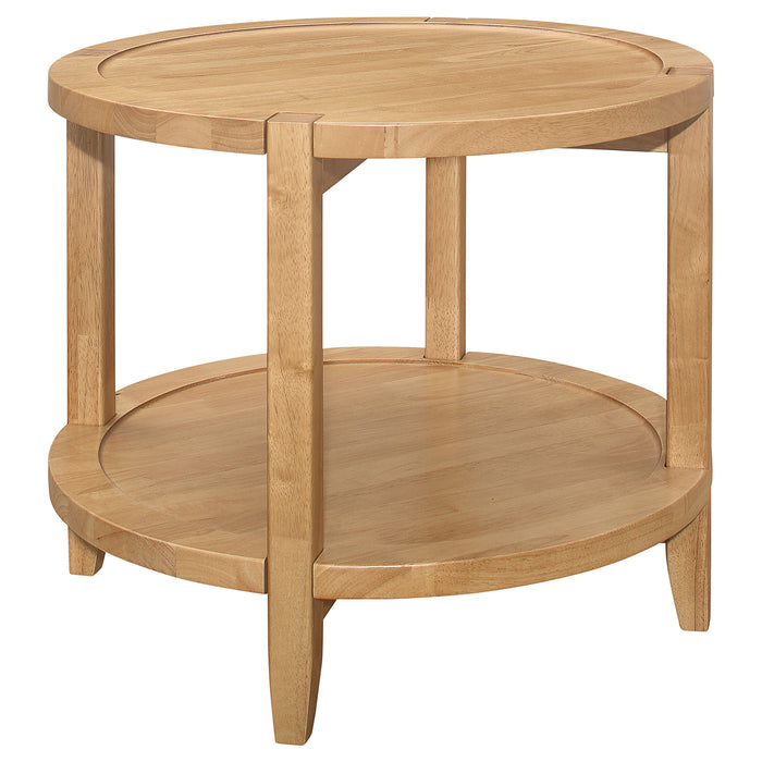 Camillo  Round Coffee and End Table Set Maple