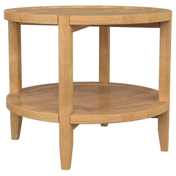 Camillo  Round Coffee and End Table Set Maple
