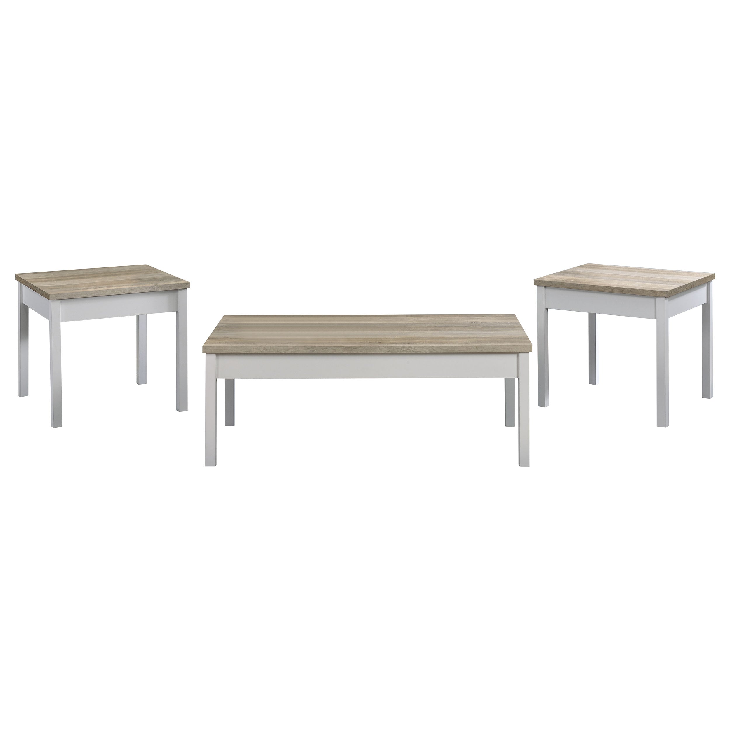 Stacie  Coffee Table Set Distressed Pine and White