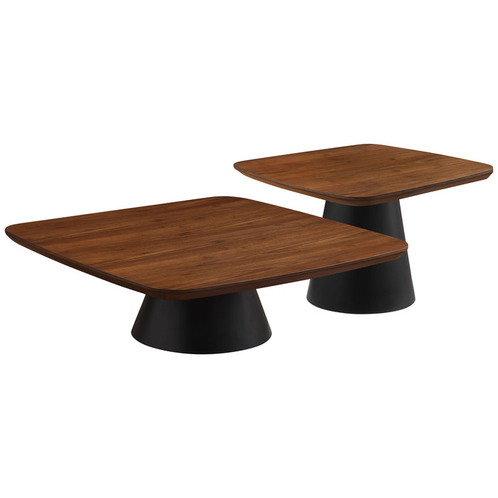 Eason  Coffee Table Set Walnut and Black