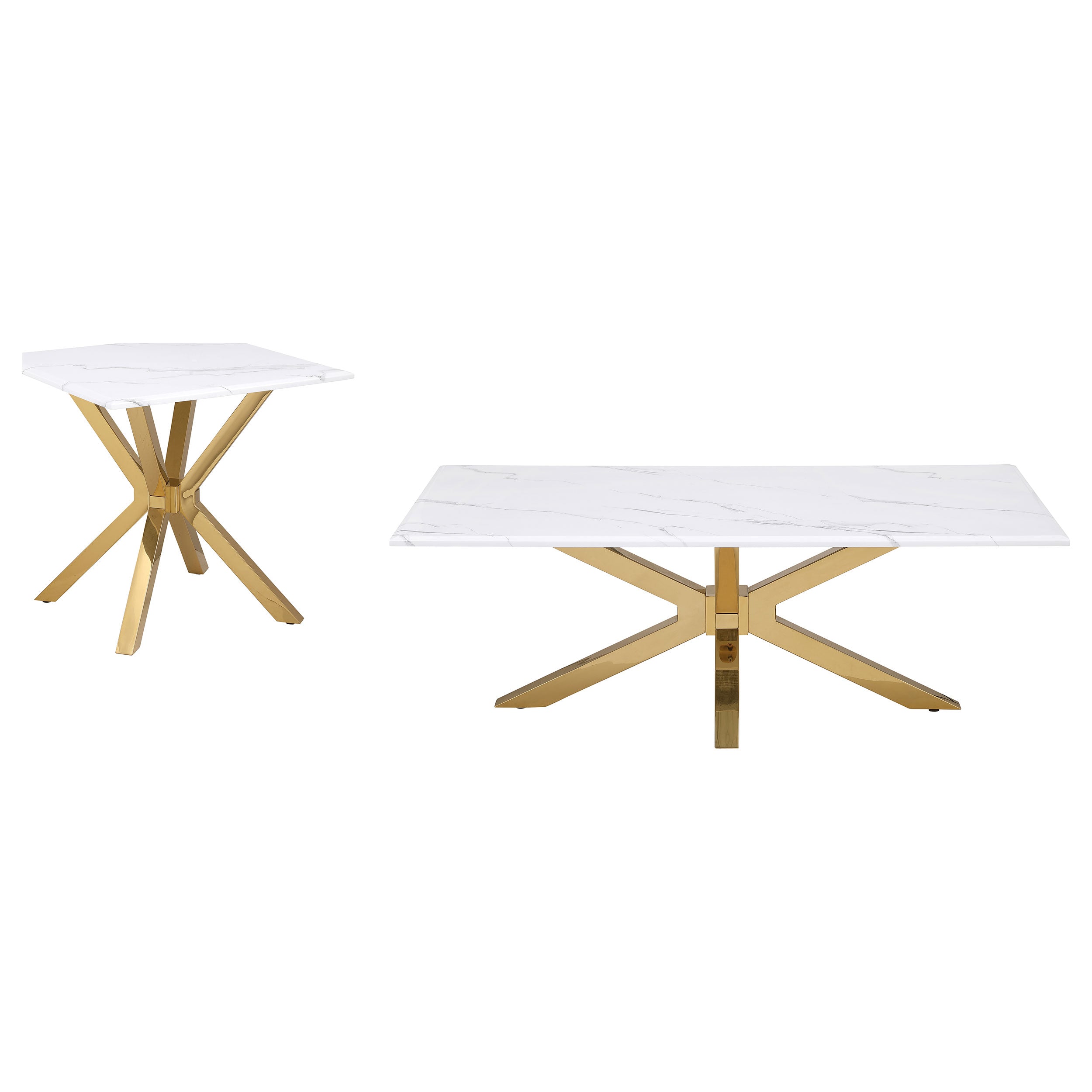 Visalia  Faux Marble Coffee and End Table Set White