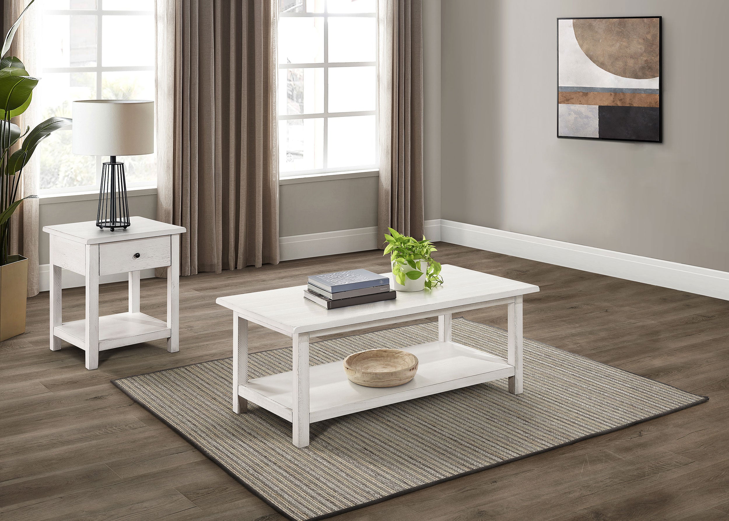 Payne  Coffee and 1-drawer End Table Set Brown