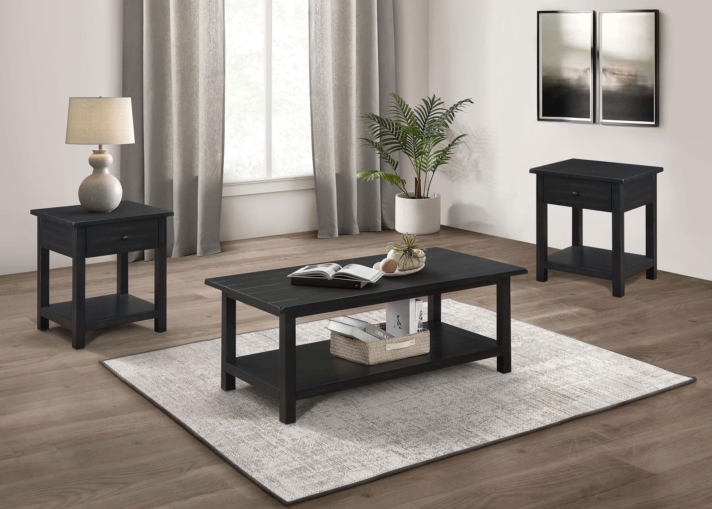 Payne  Coffee and 1-drawer End Table Set Brown