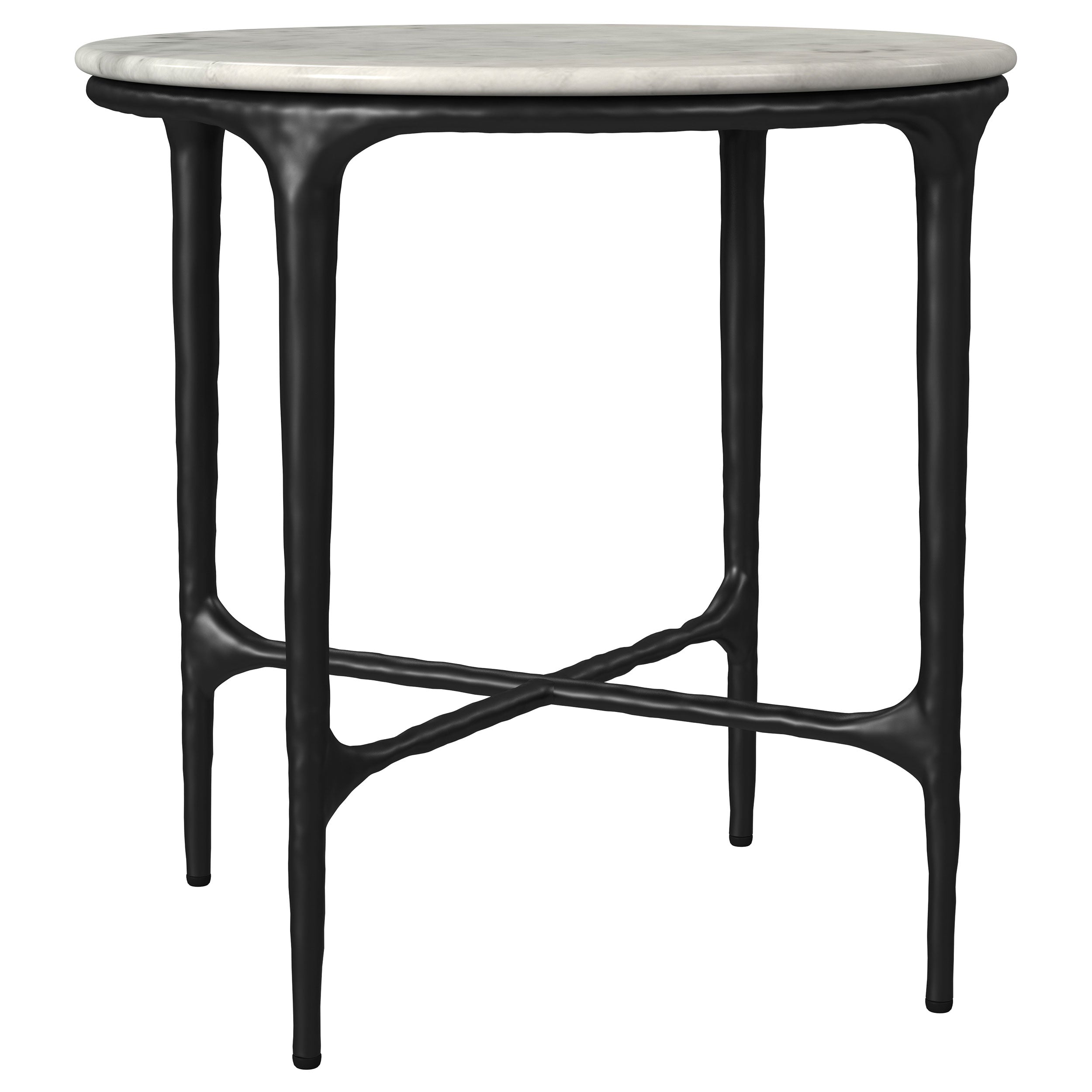 Hermas  Round Marble Coffee and End Table Set White