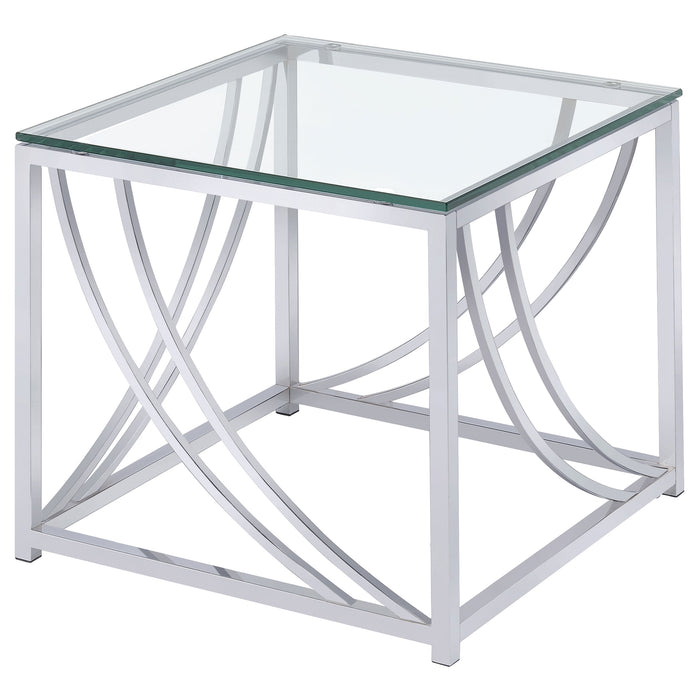 Lille  Glass Top Coffee End Sofa Table Set Chrome