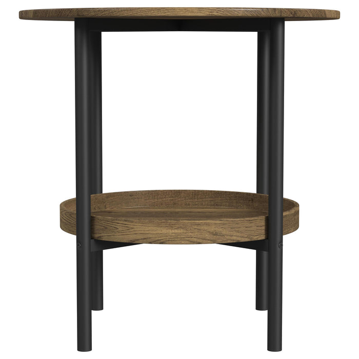 Delfin  Round Coffee and End Table Set Brown