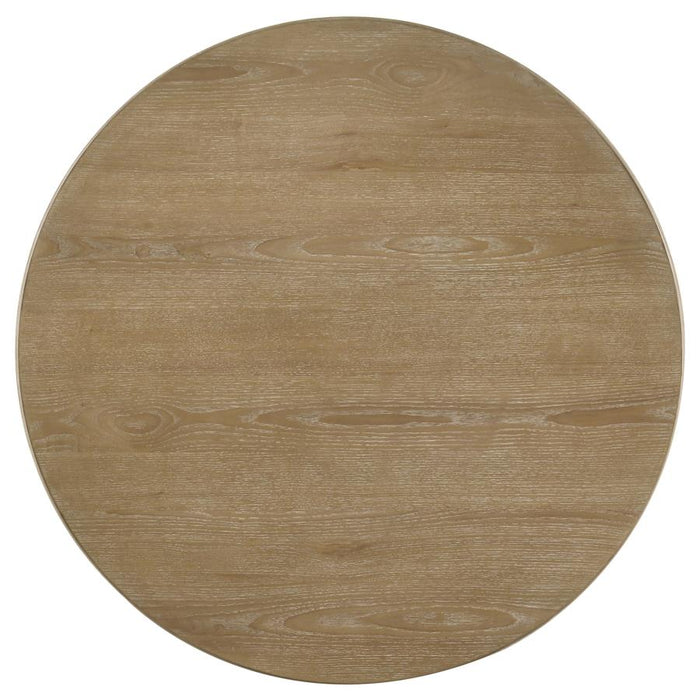 Halstead 36-inch Round Wood Coffee Table Distressed Light Brown