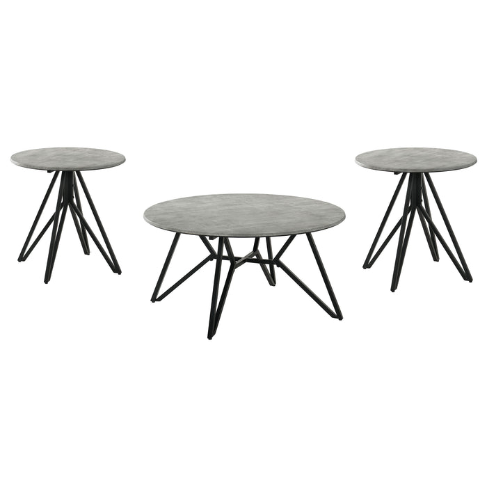 Hadi  Round SmartTop Coffee and End Table Set Cement