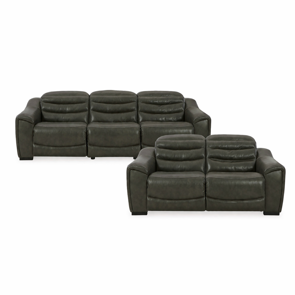Cortland Genuine Leather Reclining Sofa and Loveseat