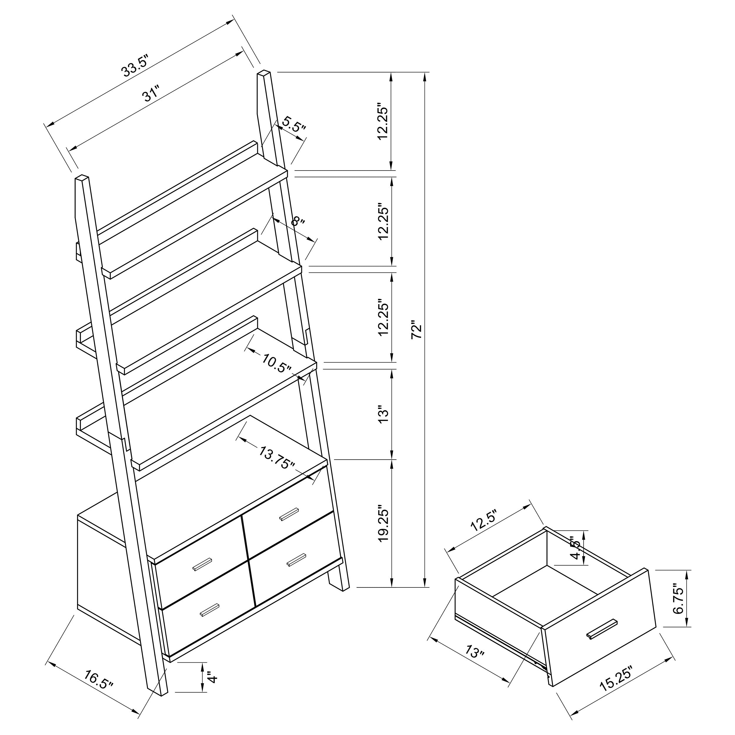 Colella Ladder Desk with Shelf Cappuccino