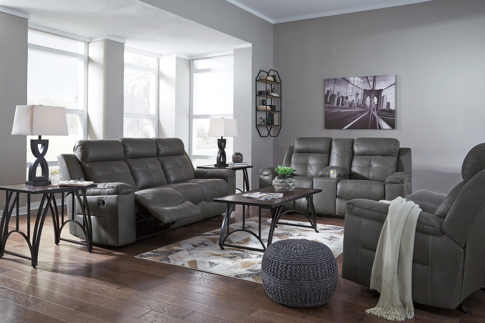 Jesolo Sofa and Loveseat (Brown and Grey)