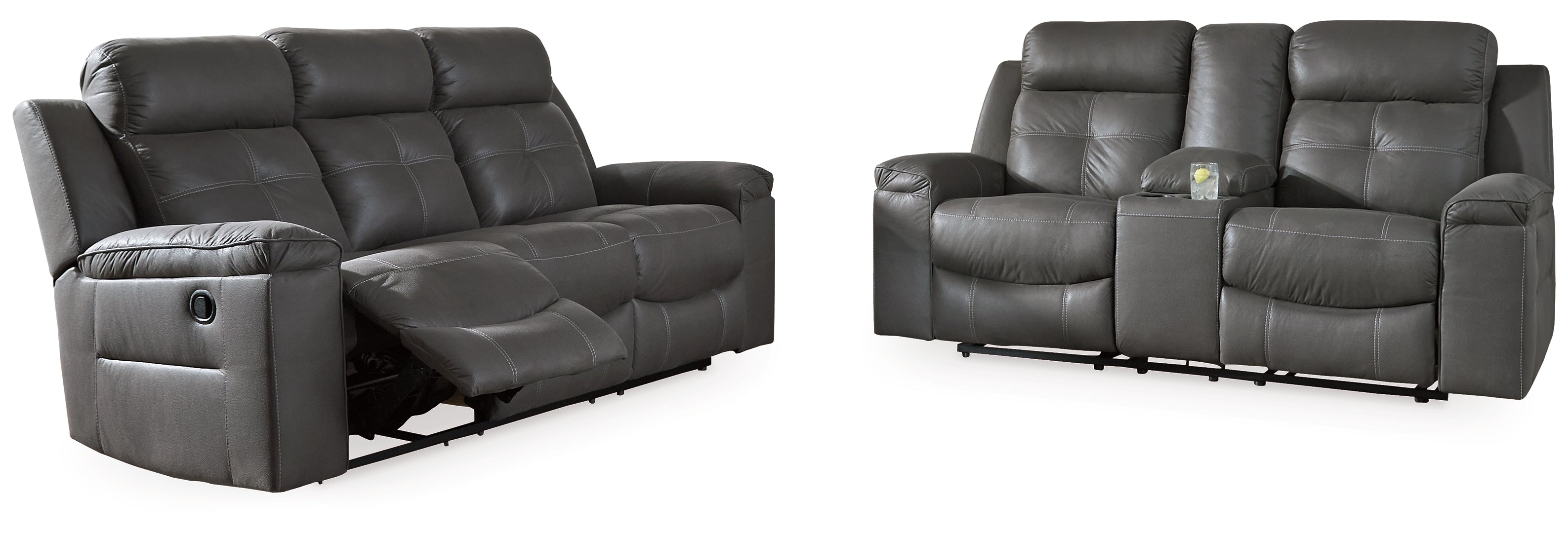 Jesolo Sofa and Loveseat (Brown and Grey)