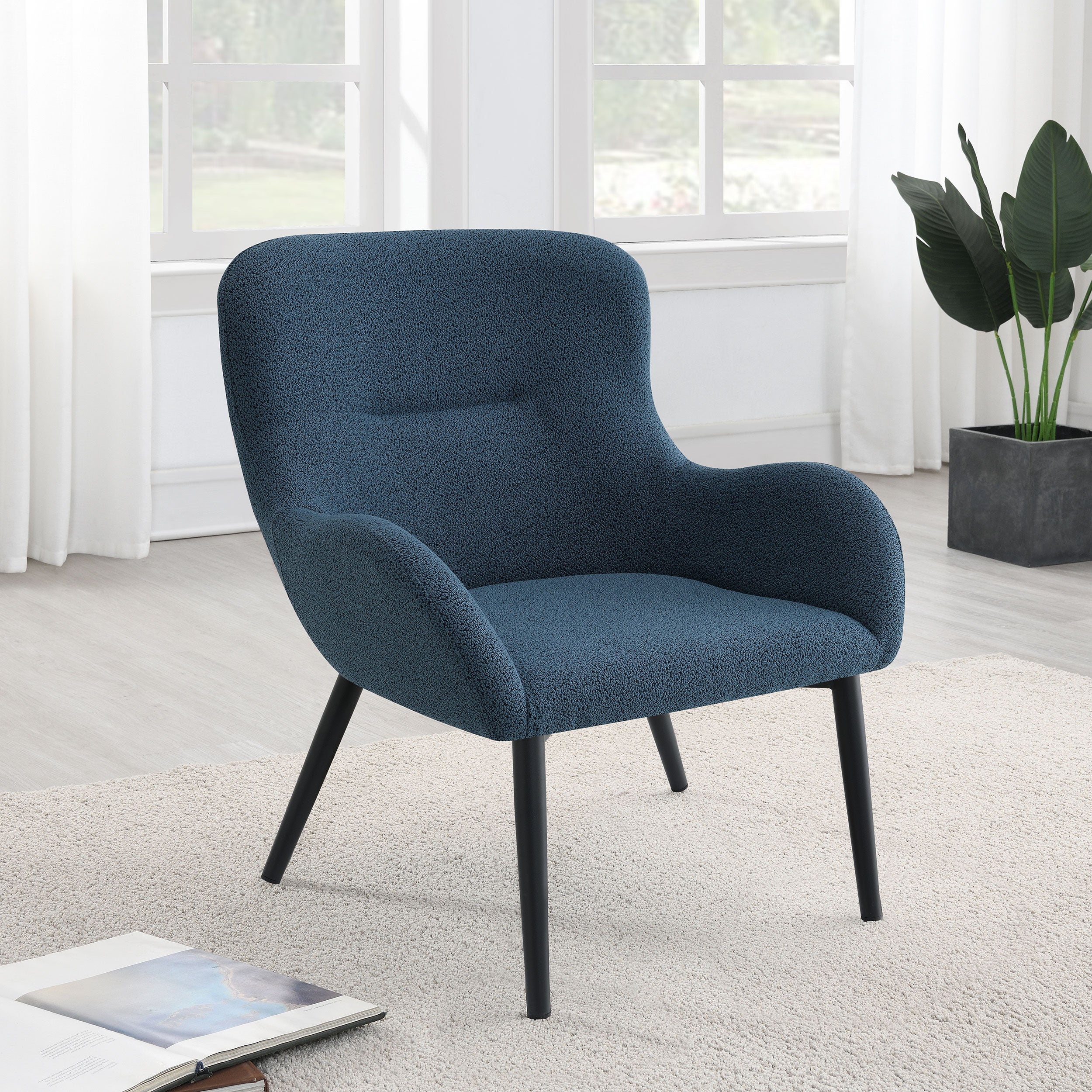 Calvin Upholstered Modern Arm Accent Chair Rust