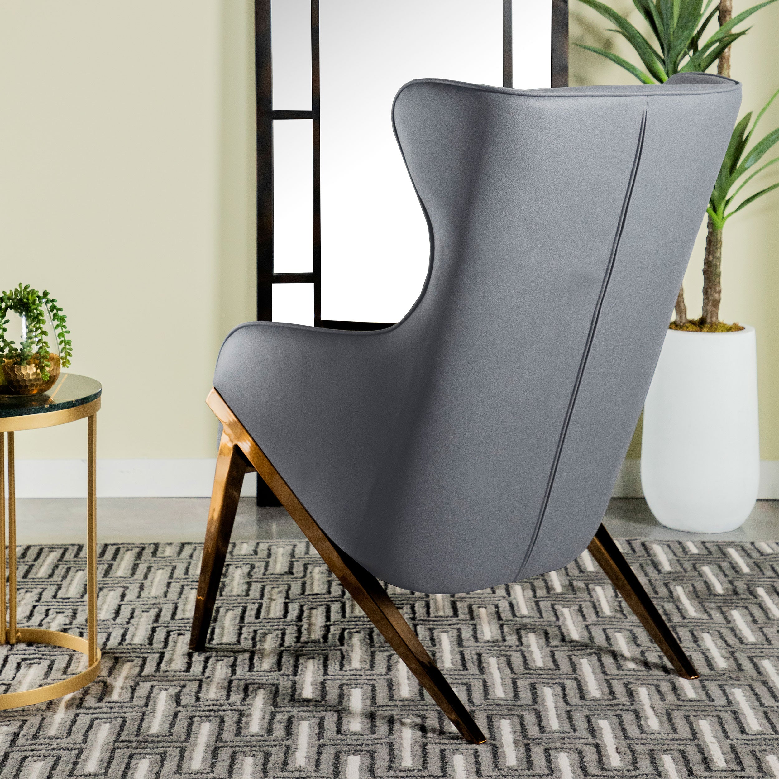 Walker Upholstered high Wingback Accent Chair Cream