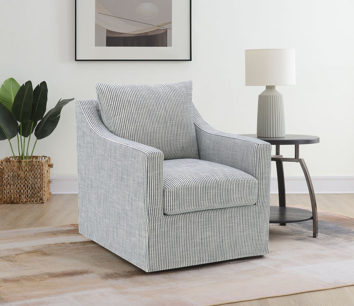 Winter Upholstered Sloped Arm Accent Swivel Chair Beige