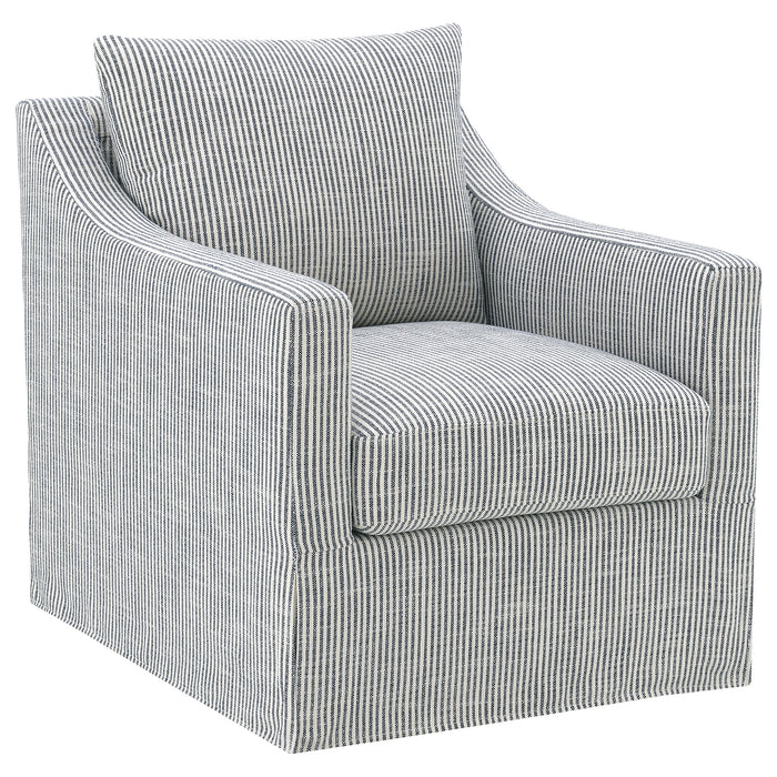 Winter Upholstered Sloped Arm Accent Swivel Chair Beige