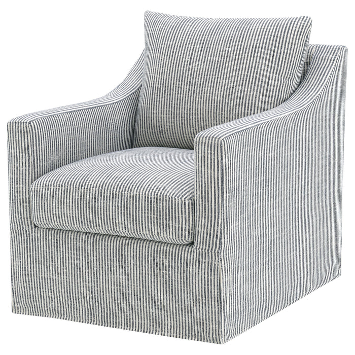 Winter Upholstered Sloped Arm Accent Swivel Chair Beige
