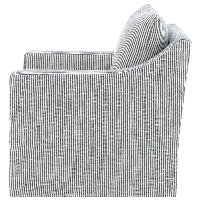 Winter Upholstered Sloped Arm Accent Swivel Chair Beige
