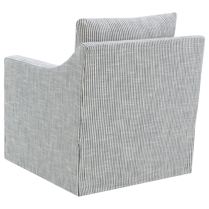 Winter Upholstered Sloped Arm Accent Swivel Chair Beige