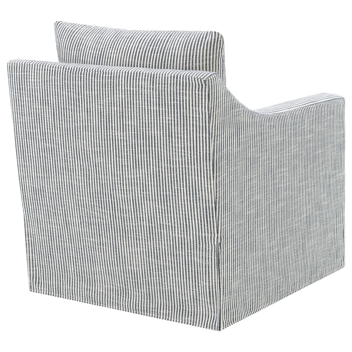 Winter Upholstered Sloped Arm Accent Swivel Chair Beige