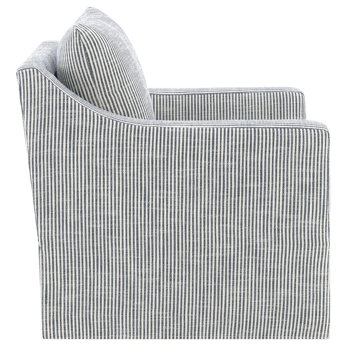 Winter Upholstered Sloped Arm Accent Swivel Chair Beige