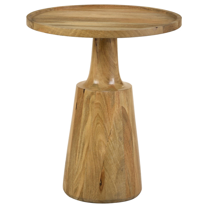 Ixia Round Solid Mango Wood Accent Side Table Black Stain