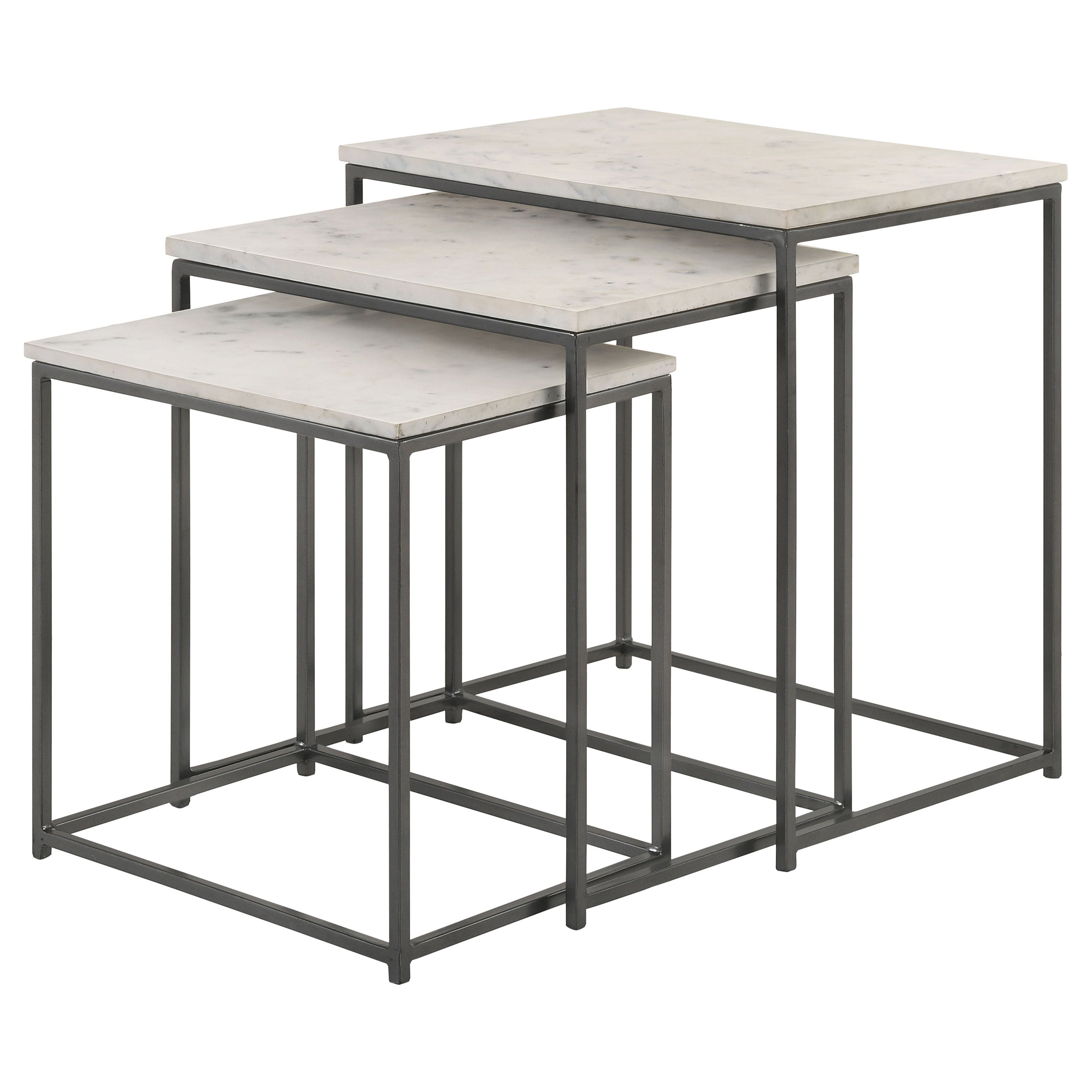 Medora  Marble Top Nesting Table Set White