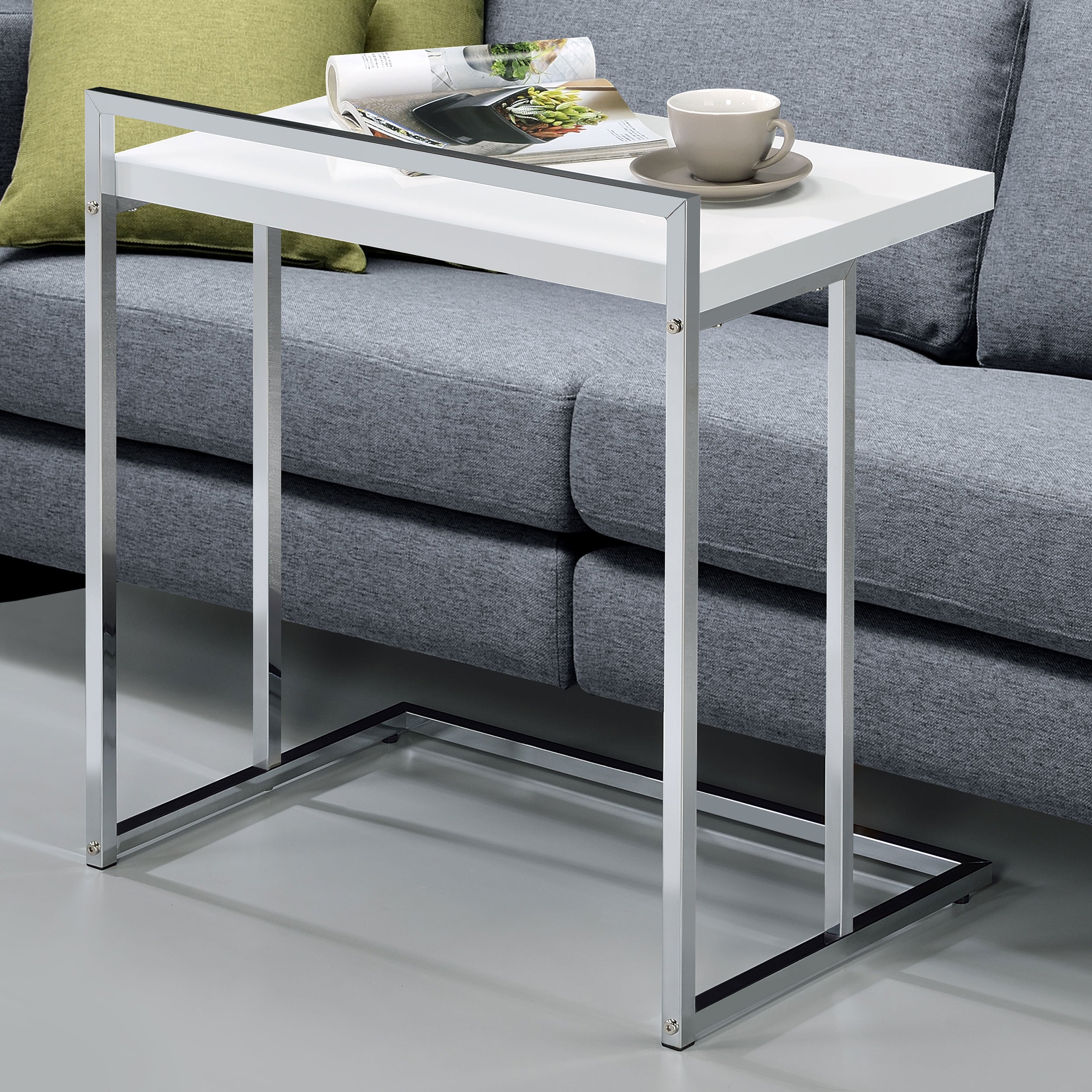 Dani Rectangular C-Shaped Sofa Side Table Rustic Nutmeg