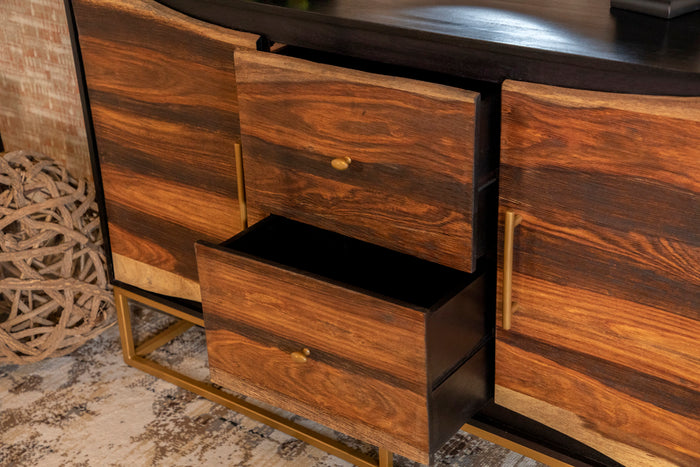 Zara 2-door 57-inch Wood Accent Storage Cabinet Black Walnut