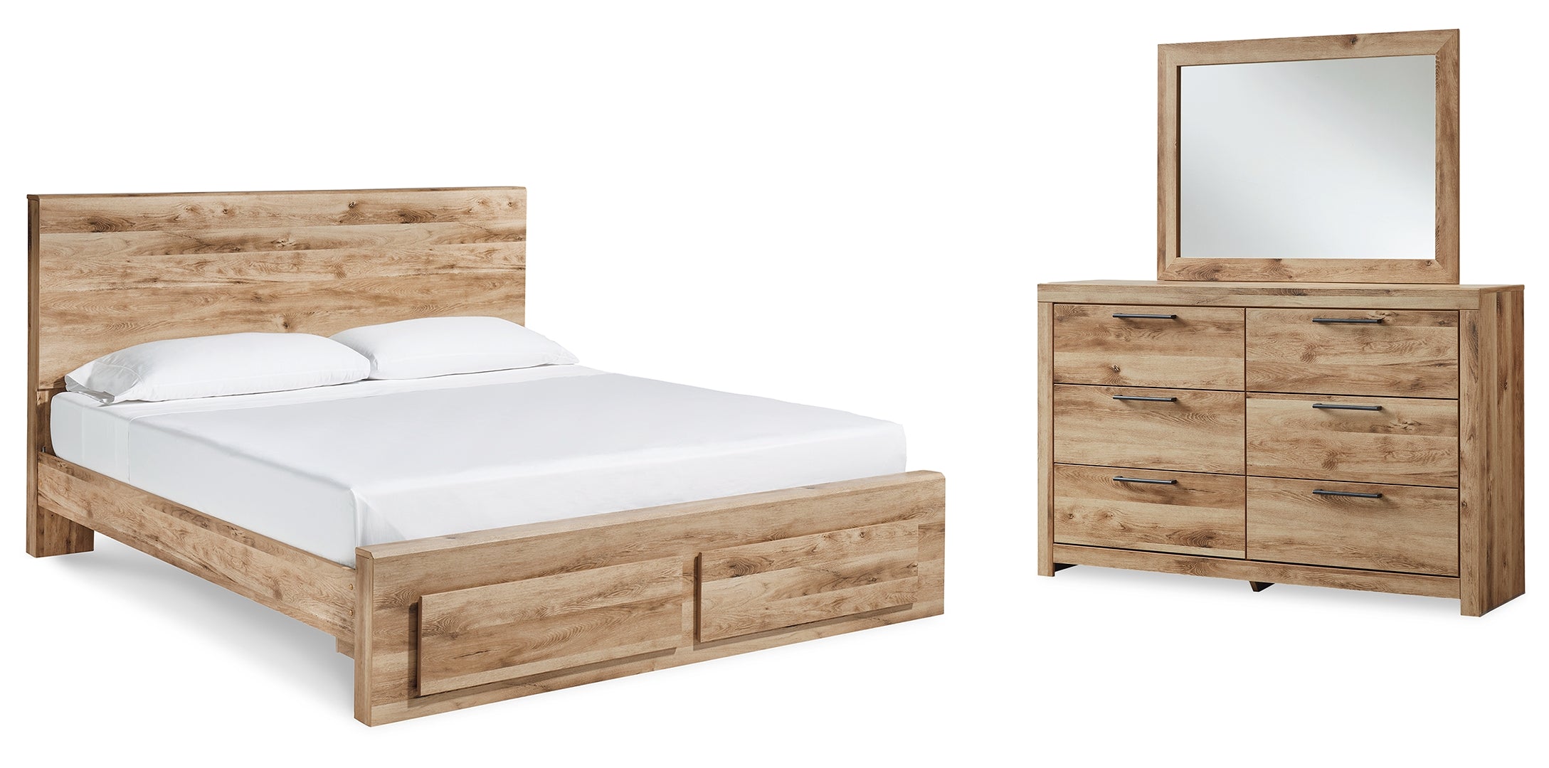 Hyanna Queen Panel Storage Bed with Mirrored Dresser