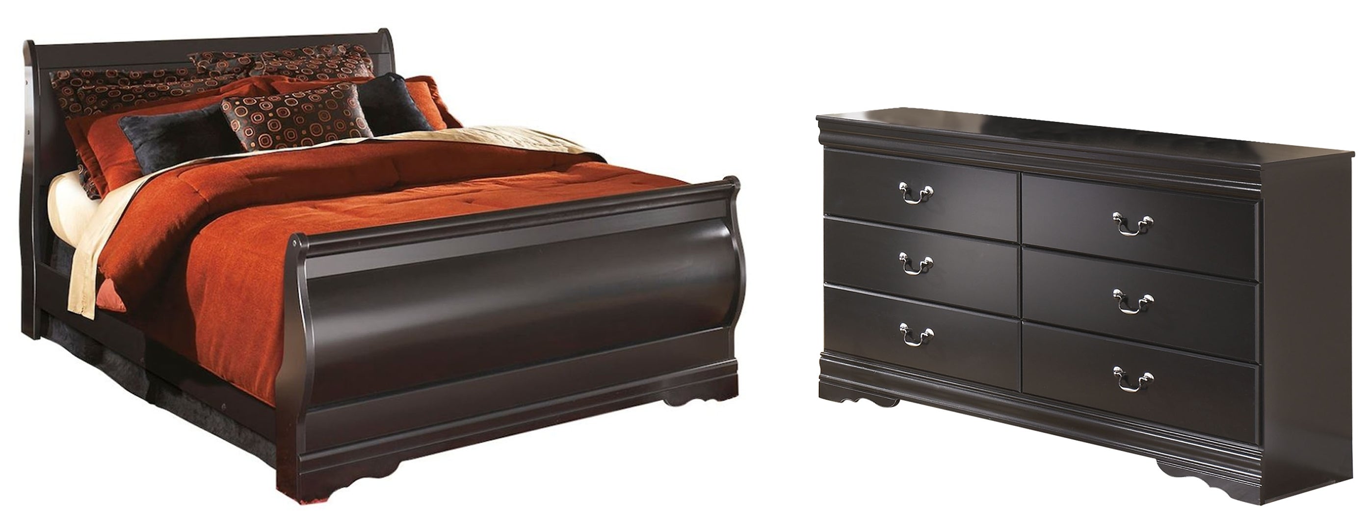 Huey Vineyard Black Sleigh Bedroom Set