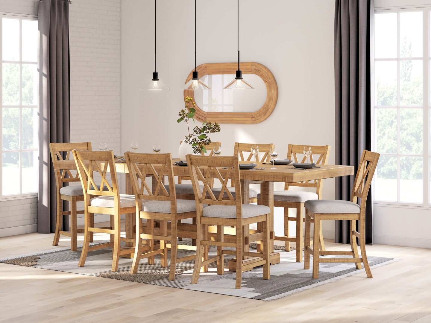 Havonplane Dining Table and 8 Chairs