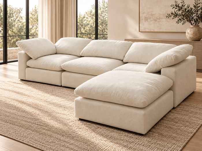 Luxe Dream Performance Bouclé Square Arm Cloud - Ivory