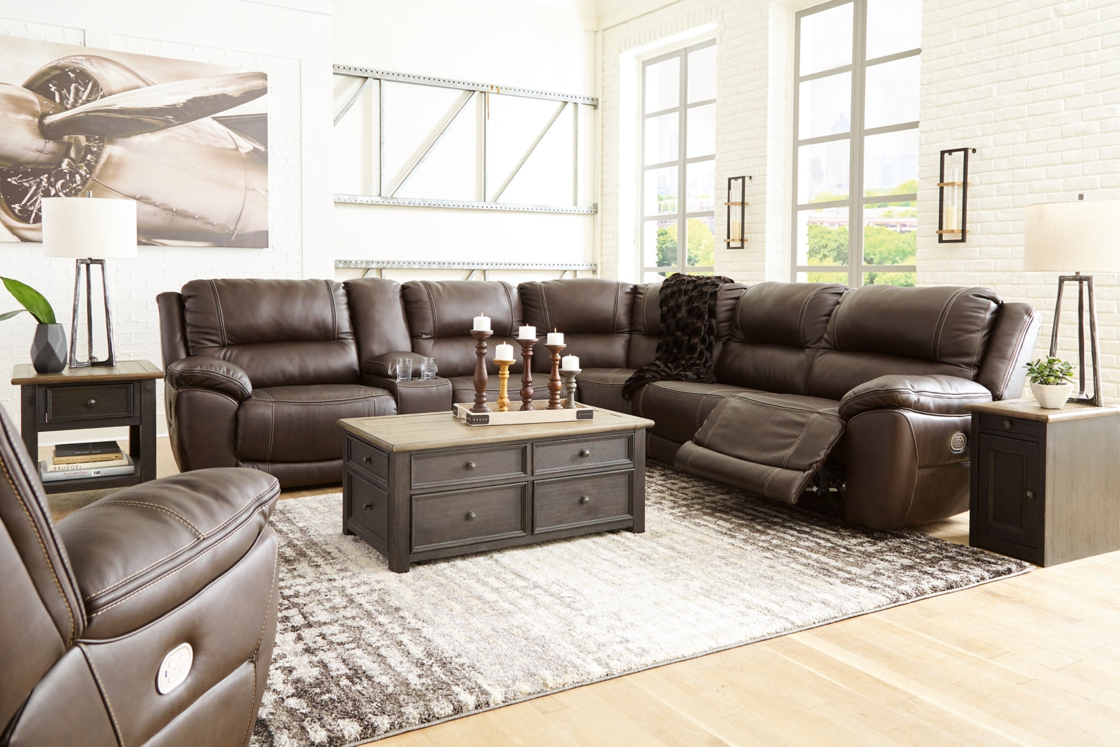 Dunleith Power Reclining Sectional with Console