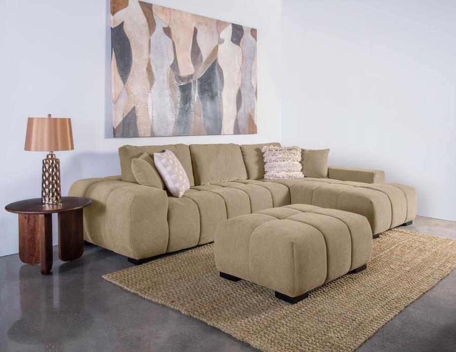 Octavia Sectional Chaise Sofa (Grey & Camel)